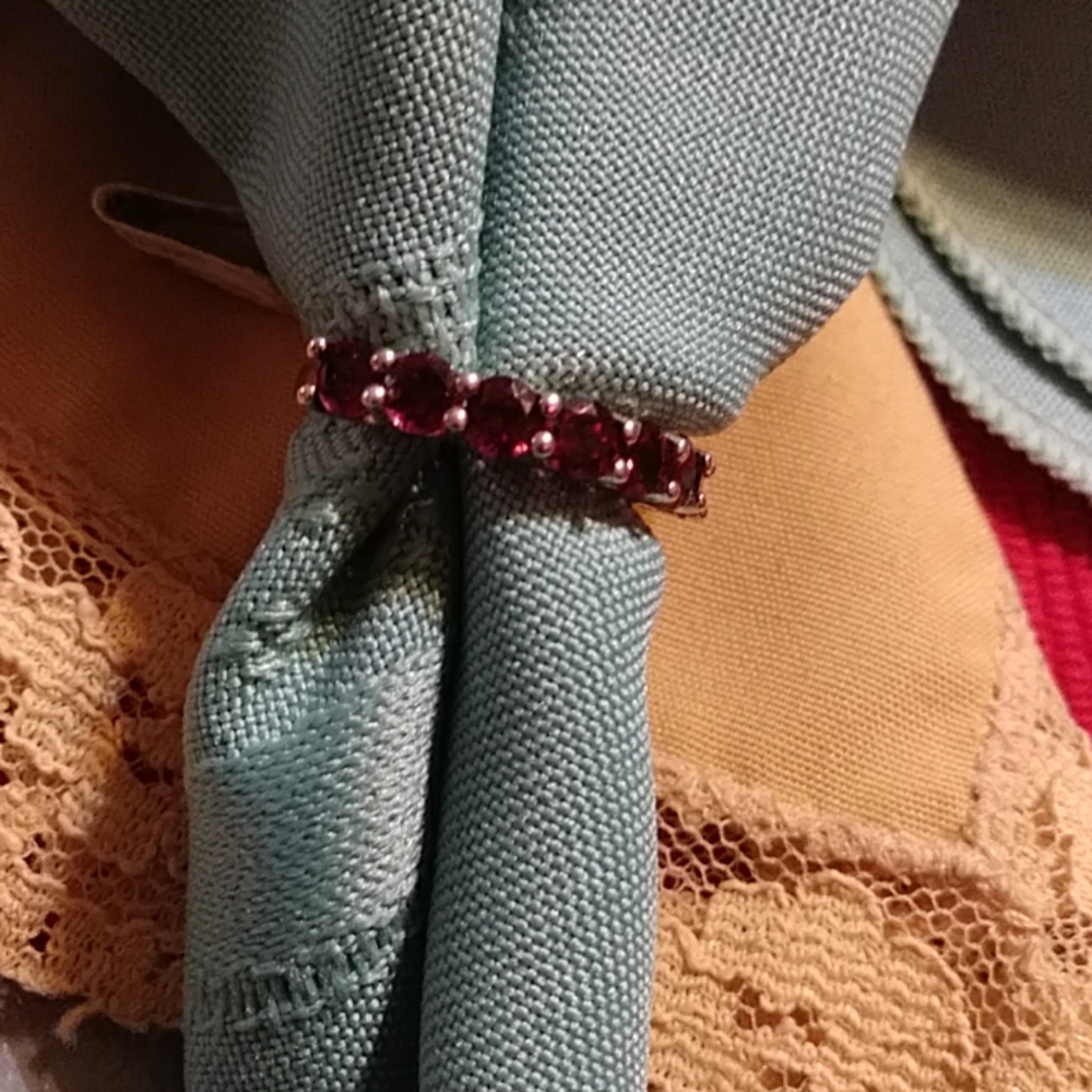 🔥 MOZAMBIQUE GARNET GEMSTONE RING/STERLING 😍SIZE 5